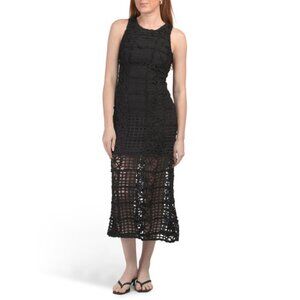 ENDLESS ROSE Black Textured Sleeveless Maxi Dress